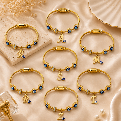 Personalized Evil Eye Initial Bracelet