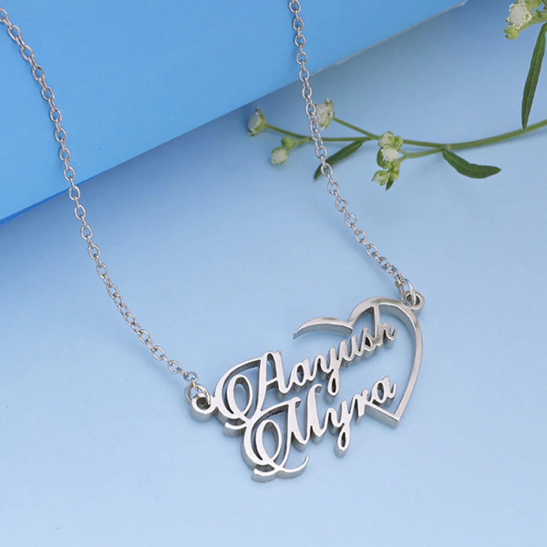 Personalised Half Heart Couple Name Necklace
