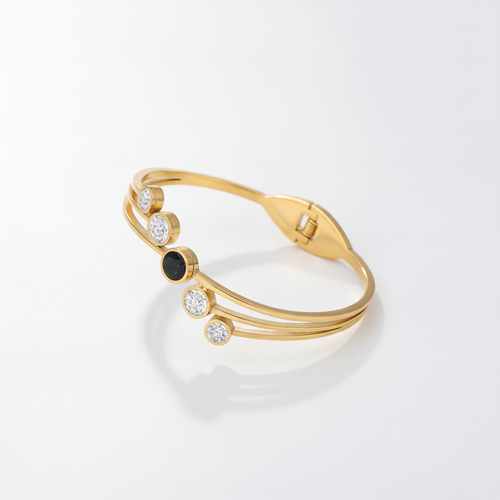 Gold Tone Multi-Stone Crystal Bangle Bracelet for Women