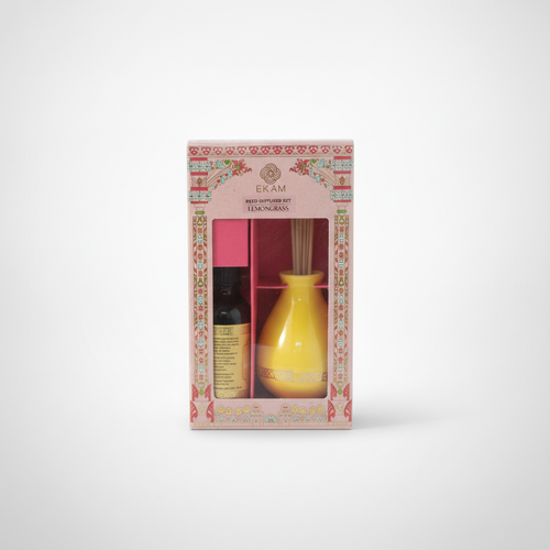 Ekam Lemongrass Reed Diffuser Set with Ceramic Vase