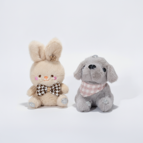 Adorable Plush Animal Keychain Charm – Bunny & Puppy