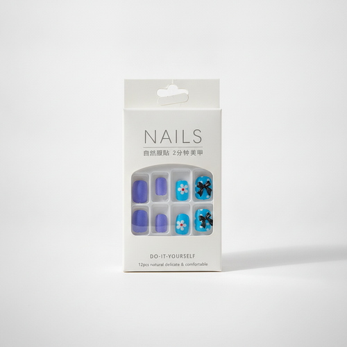 DIY Press-On Nails for Kids & Adults – Blue Bow & Floral