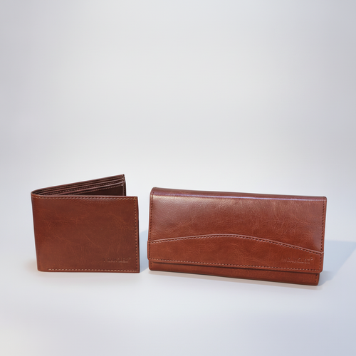 Wrangler His & Hers Brown Leather Wallet Gift Set