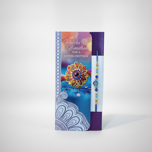 Raksha Bandhan Card & Rakhi Set with Roli and Chawal