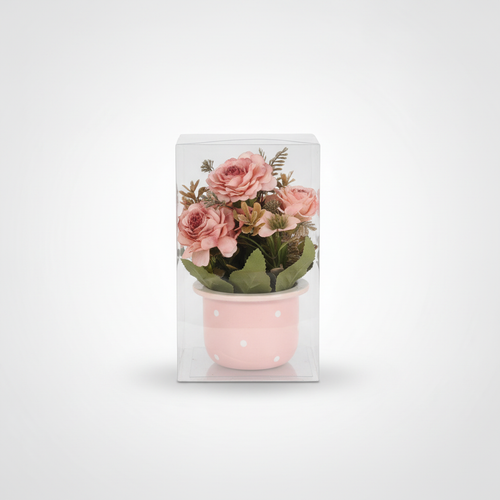 Mini Artificial Rose Bouquet in Ceramic Pot – Home Decor