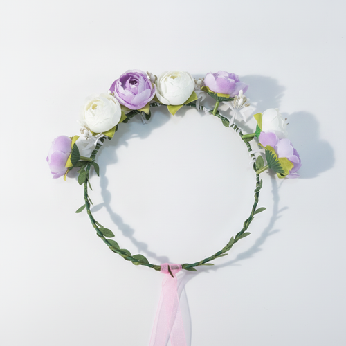Boho Floral Crown – Purple & White Flower Headband