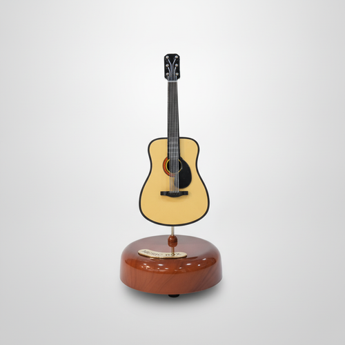 Acoustic Guitar Music Box – Spinning Miniature Décor Gift