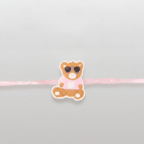 Cool Teddy Bear Kids Rakhi with Pink Thread