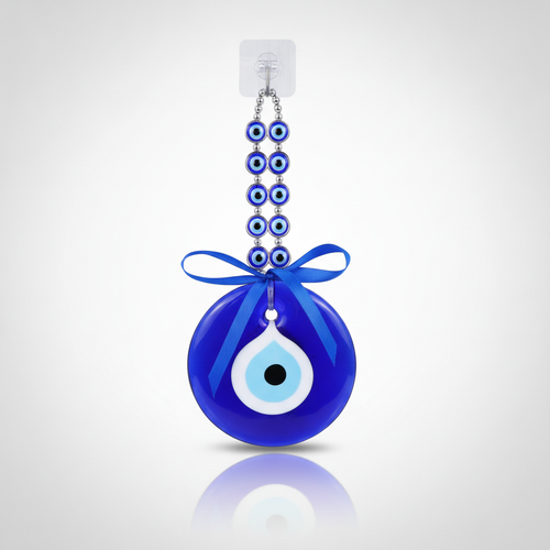 Turkish Evil Eye Glass Wall Hanging with Bead Chain