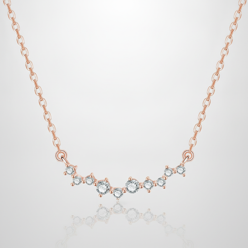 Rose Gold Crystal Bar Pendant Necklace for Women