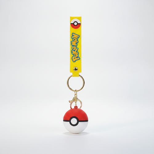 Pokémon Poké Ball Keychain with Yellow Silicone Wrist Strap