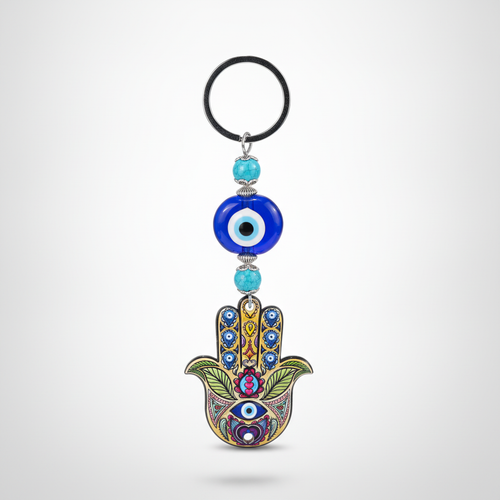 Hamsa Hand & Evil Eye Keychain | Boho Protection Charm