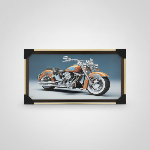 Classic Cruiser Motorcycle Framed Wall Art – Gold Frame