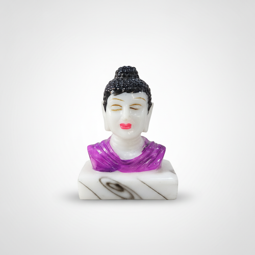 Meditating Buddha Bust Statue – White Marble Finish