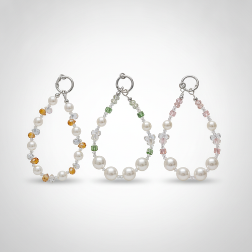 Pearl & Crystal Beaded Phone Keychain Charm
