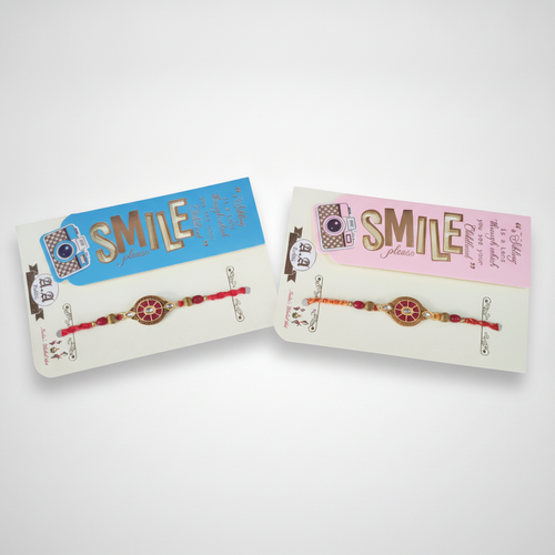Decorative Rakhi Bracelet with Smile Gift Card – Set of 2