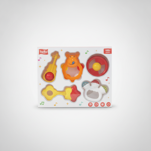 ToyBoi Baby Rattle Set 5-Piece Sensory Toy Gift Set 6M+
