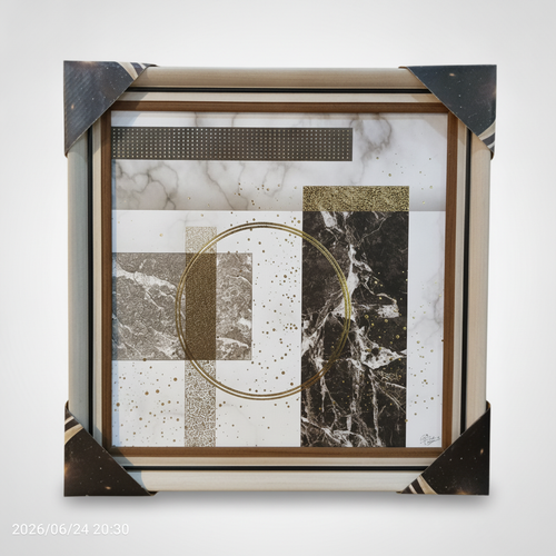 Abstract Marble & Gold Geometric Framed Wall Art