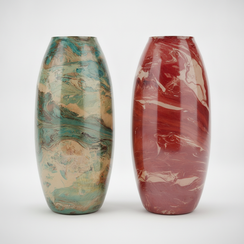 Hand-Painted Marbled Floor Lamp Vase – 17 Inches
