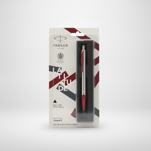 Parker Latitude Stainless Steel & Red Ballpoint Pen