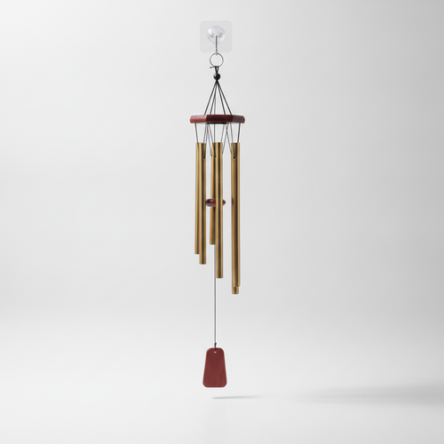 Copper-Tone Metal Wind Chime with Red Wood Top & Clapper