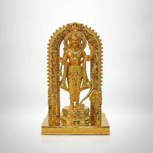 Ram Lalla Gold-Finish Statue with Ornate Arch Shrine