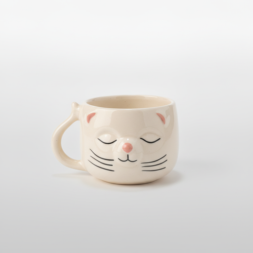 Sleepy Cat Ceramic Mug – Cute Kitten Coffee Cup