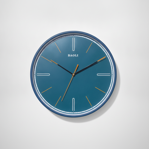 Baoli Modern Blue Wall Clock with Gold Accent Hands