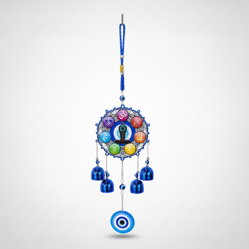 7 Chakra Evil Eye Wind Chime Wall Hanging with Bells