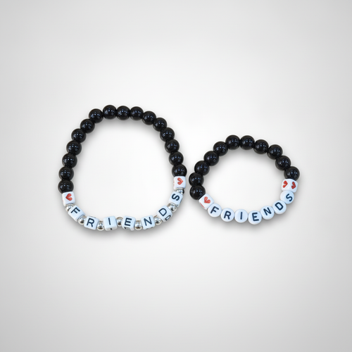 FRIENDS Beaded Bracelet Set – Black & White BFF Matching Bands
