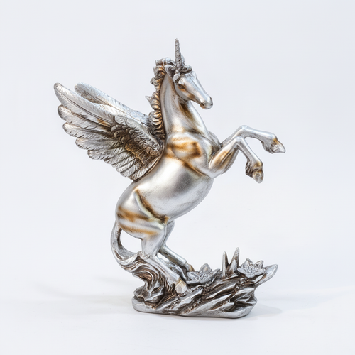 Winged Unicorn Alicorn Rearing Statue — Gold & Silver Figurine