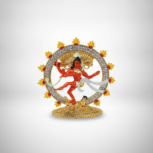 Nataraja Dancing Shiva Figurine with Crystal Halo Ring