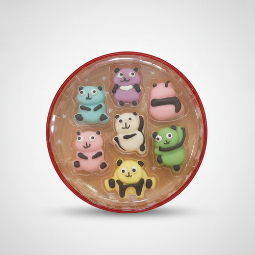 Colorful Panda Wagashi Japanese Sweet Candy Gift Set (7 pcs)