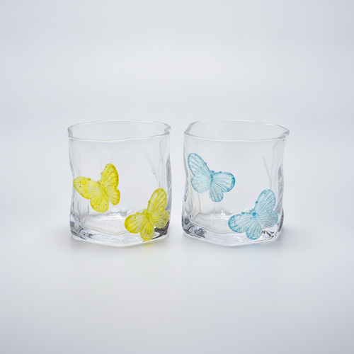 Butterfly Glass Mug – Decorative 3D Butterfly Tumbler