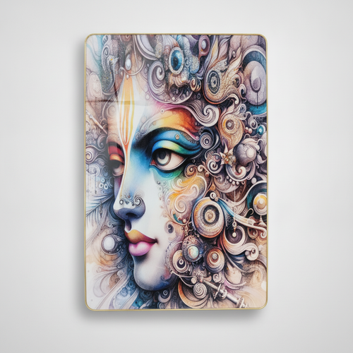 Crystal Glass Krishna Art Wall Panel – Glitter Finish