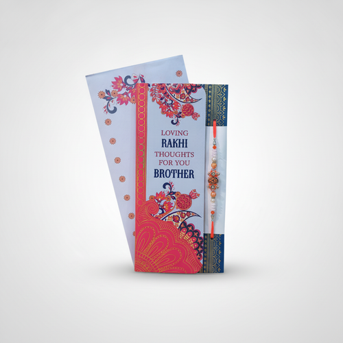 Rakhi Gift Set with Greeting Card, Roli & Chawal