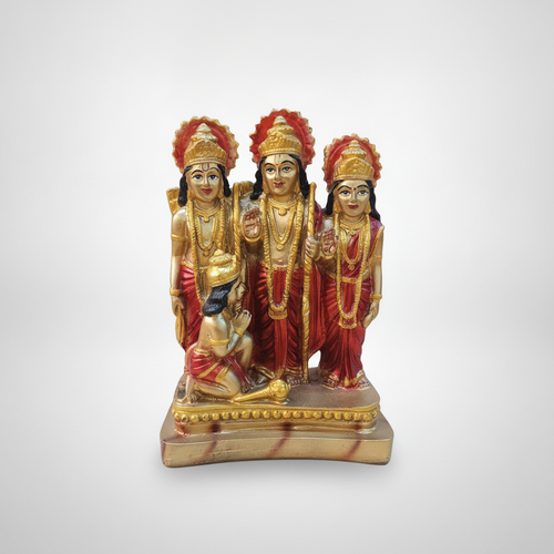 Ram Darbar Idol – Gold & Red Poly Resin Statue, 7 Inch