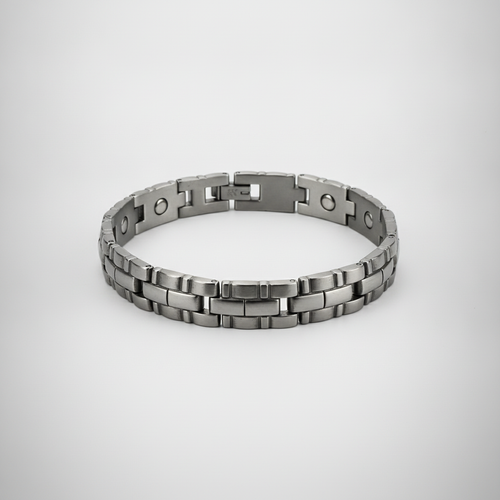 Men's Stainless Steel Magnetic Link Bracelet – Silver
