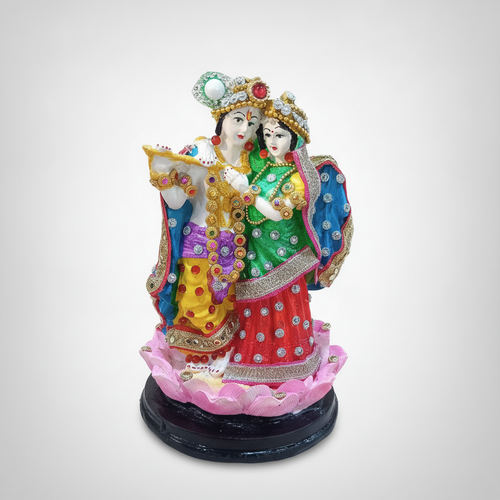 Radha Krishna Statue Figurine | Colorful Polyresin | 7.5 in