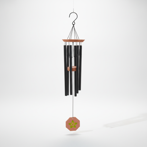6-Tube Metal Wind Chime with Wooden Accents & Star Sail
