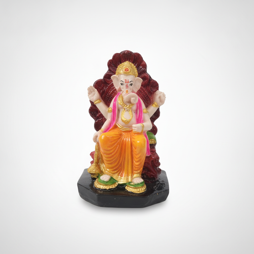 Lord Ganesha Seated Idol Colorful Resin Figurine Statue