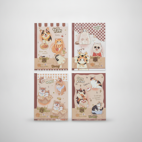 Cute Animal Hardcover Diary Journal – Kawaii Cat & Puppy