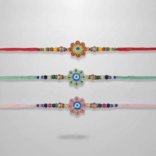 Evil Eye Flower Rakhi Bracelet