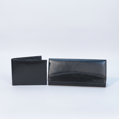 Wrangler His & Hers Black Leather Wallet Set
