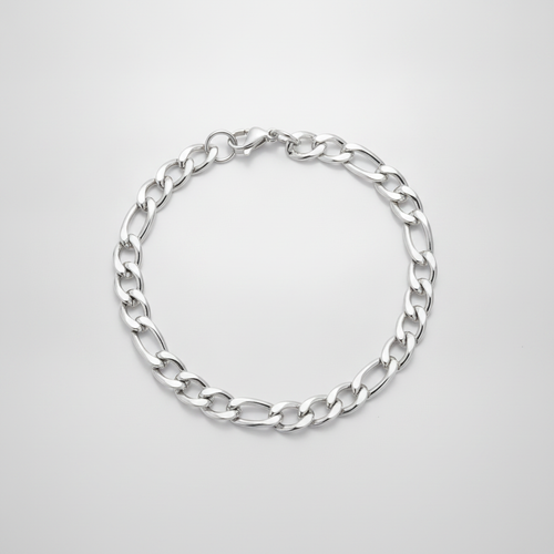 Men's Silver Figaro Chain Bracelet – Bold & Polished