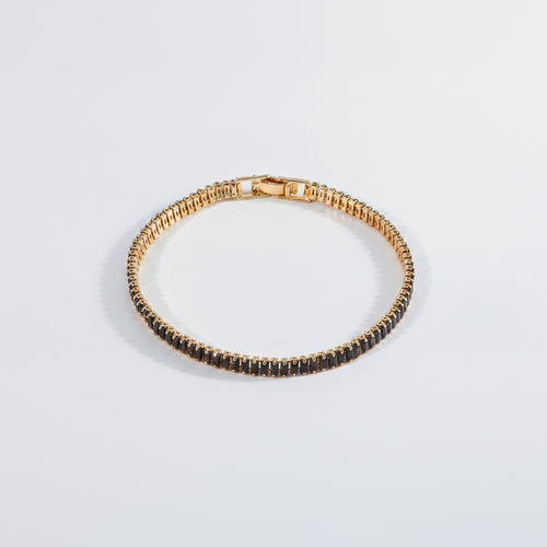 Black Crystal Gold Tennis Bracelet for Women