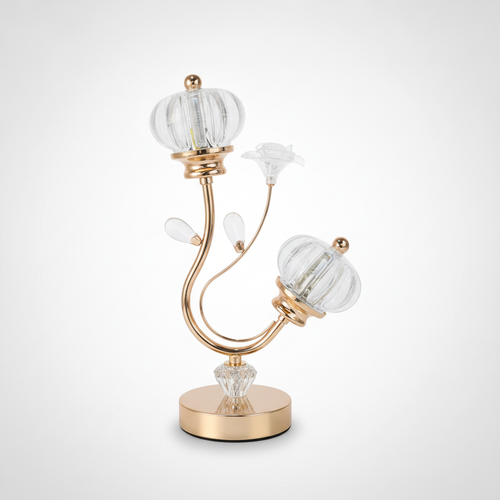 Elegant Crystal & Gold 3-Light Decorative Table Lamp