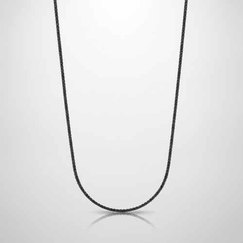 Men's Black Box Chain Necklace – Sleek & Bold Style