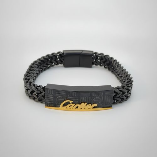 Bold Black & Gold Cartier-Style ID Bracelet