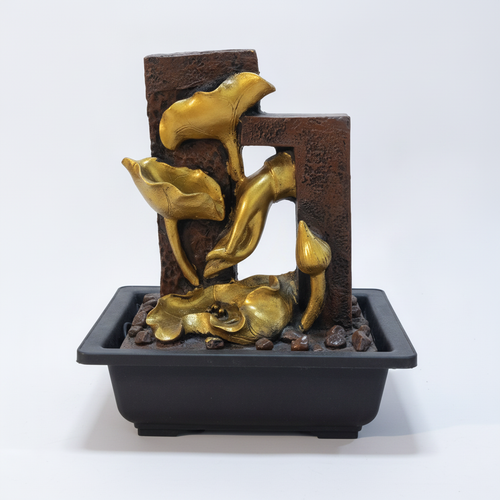 Golden Lotus Tabletop Fountain with Mini Colour Lights